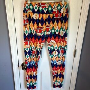 Lularoe Christmas Santa leggings EUC Large soft brushed fabric